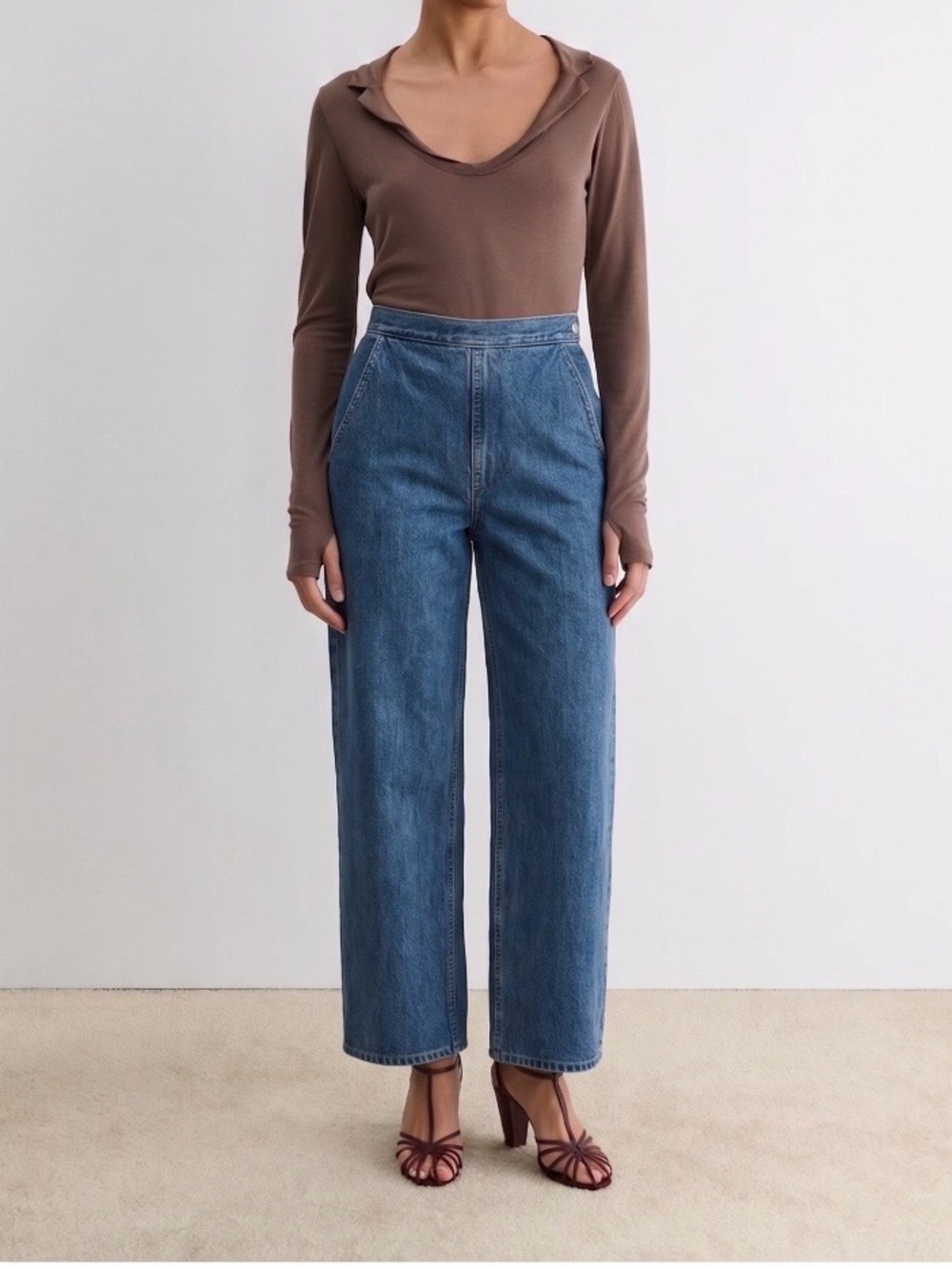 Rachel Comey Auden Mid-Rise Wide Leg Jeans in Blue Denim Size 0